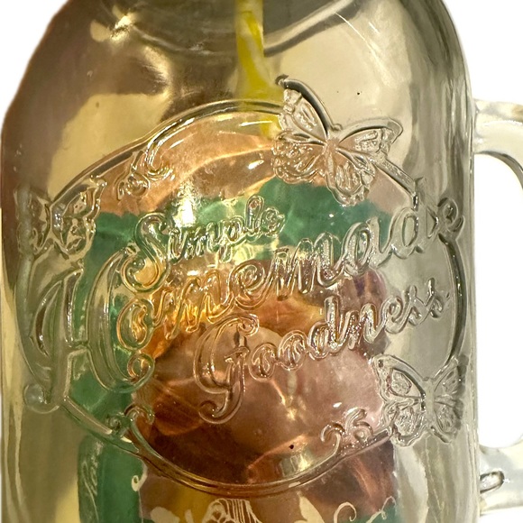 PIONEER WOMAN 32oz CLEAR LEMONADE MASON MUG WITH STRAW SIMPLE HOMEMADE GOODNESS - Picture 5 of 13